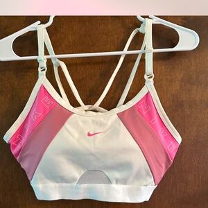 Nike Women's Pink and Cream Strappy Sports Bra